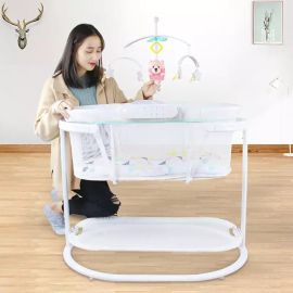Baby Bassinet bed Sleeper cribs for Newborn to toddler boy girls - White 