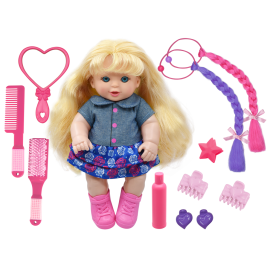 Baby Maziuna So Cute Hair Doll  with Hair Extension & Accessories