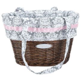 Huffy - Wicker Basket With Liner Bag - Brown & Flowery White
