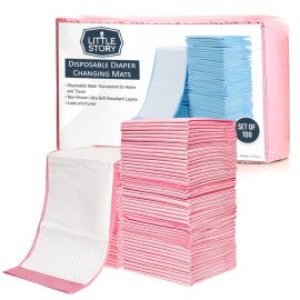 Little Story -Disposable Diaper Changing Mats - Pack of 100pcs - Pink
