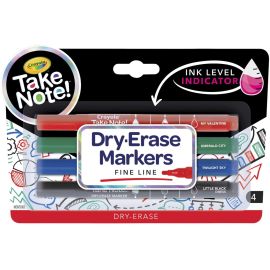Low Odor Dry Erase Markers, Fine Tip, 4 Count 