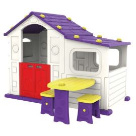 Mini panda Indoor Playhouse With Side Table & Purple Chair