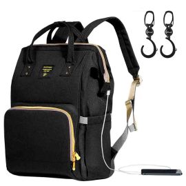 Sunveno - Diaper Bag with USB - Black Hooks