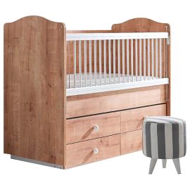 Belis - Bubble Baby Bed with Drawers 0m-5y 60x120cm - Oak