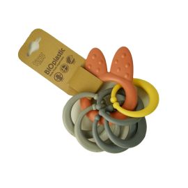Bioplastic Tiny Teether Ring Chain - Rabbit (Coral)